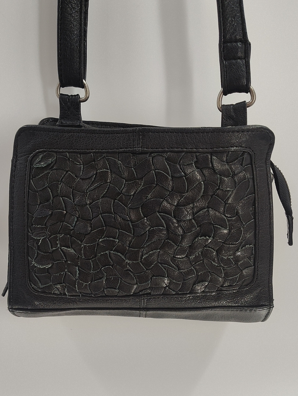 Day & Mood Woven Mini Leather Crossbody Bag Textured Front